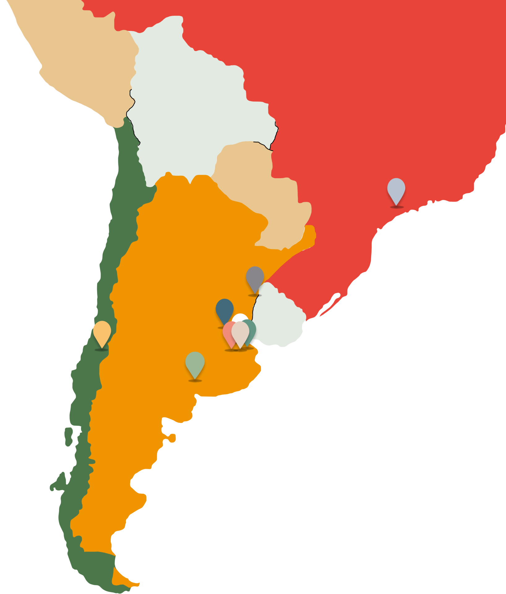 En la imagen se muestra el mapa de sudamerica.