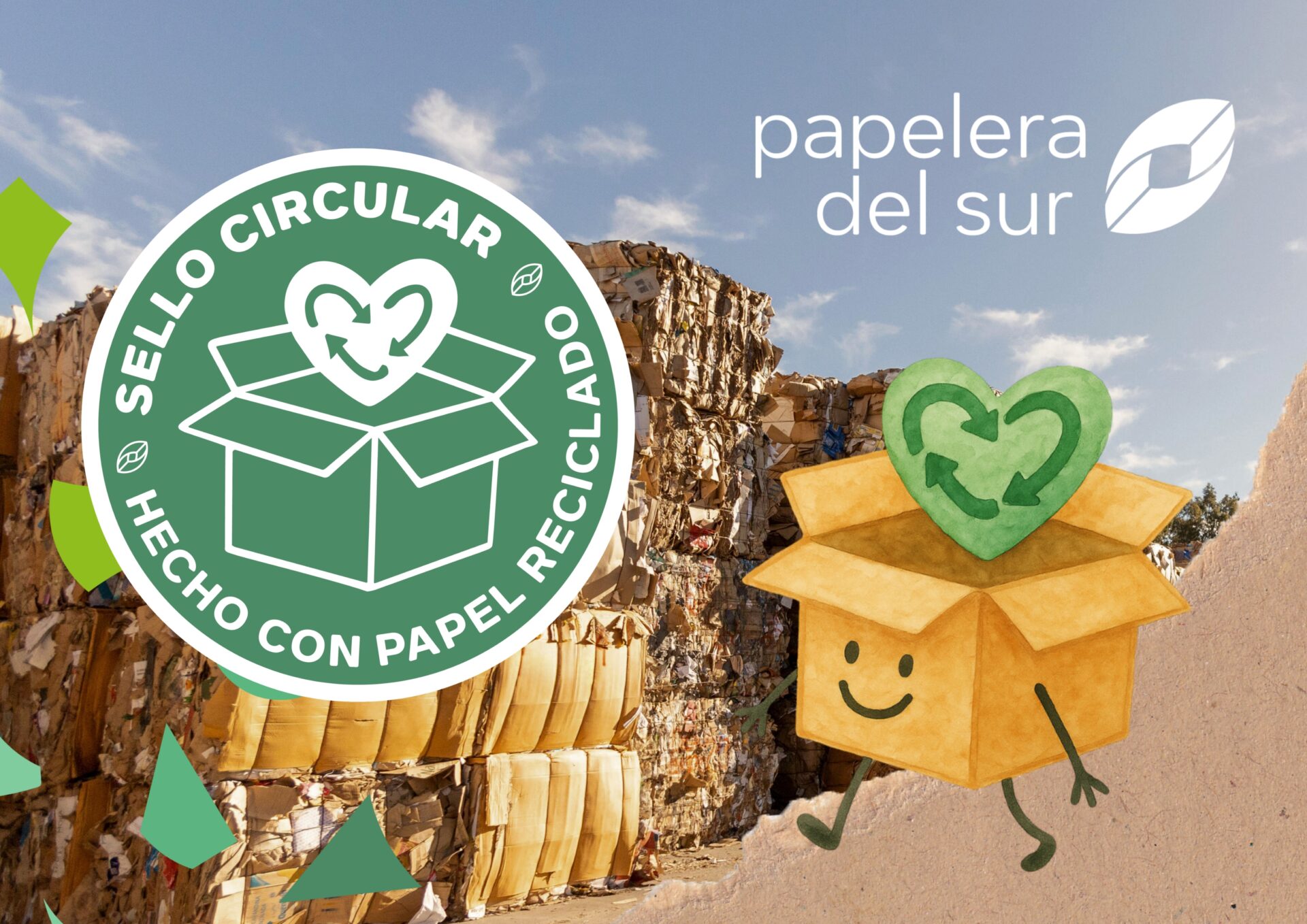 Sello Circular de Papelera del Sur, imagen de presentación del sello